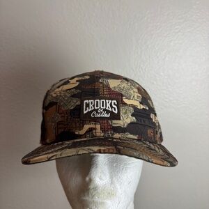 Crooks And Castles New Era Vintage Map Camo Hat Size 7 1/2
